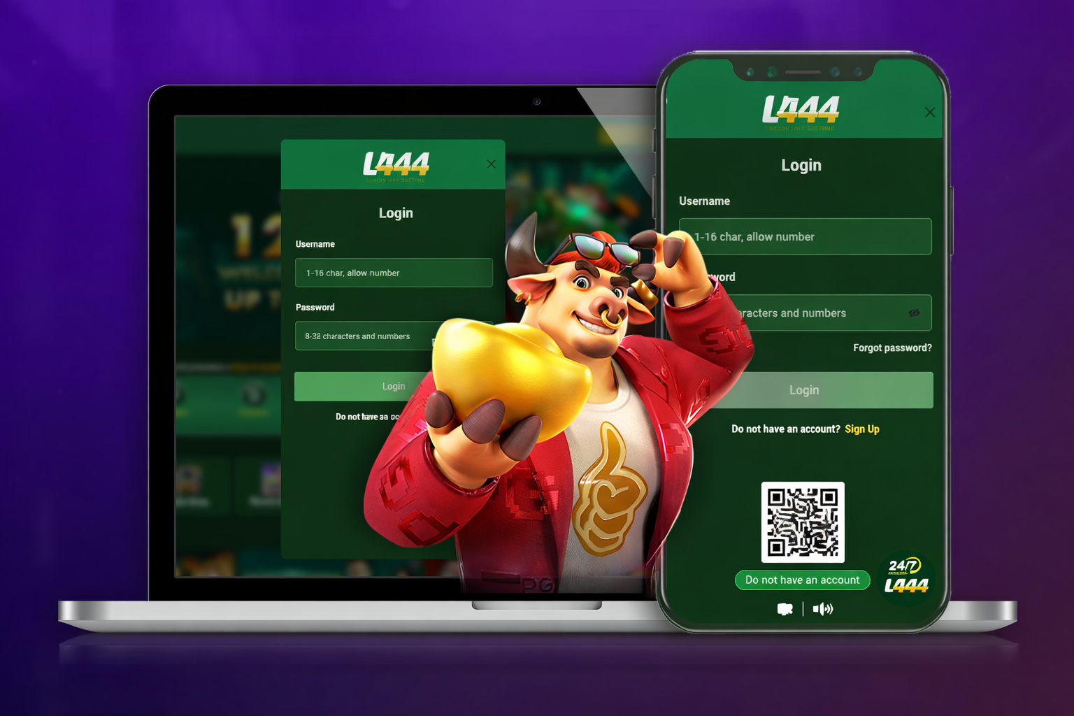 L444 App using mobile, L444 Account creation